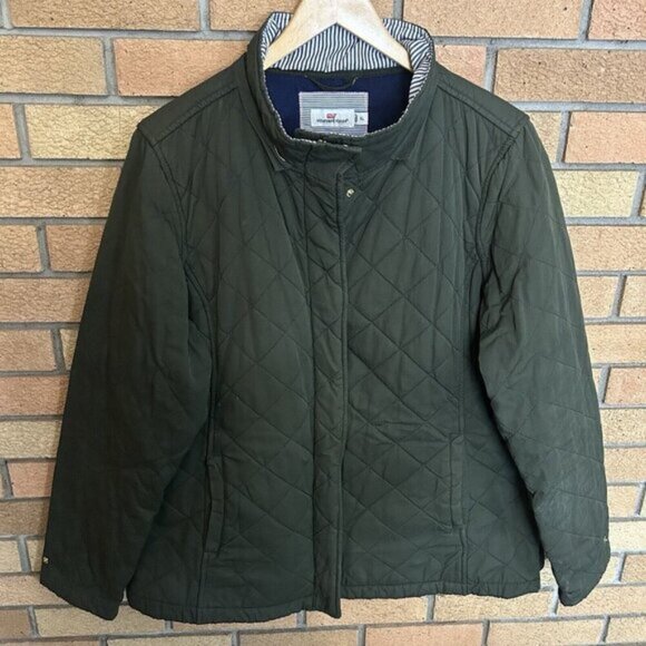 Vineyard Vines Women’s Fleece Lined Green Quilted Full Zip Jacket Size XL - Picture 1 of 10